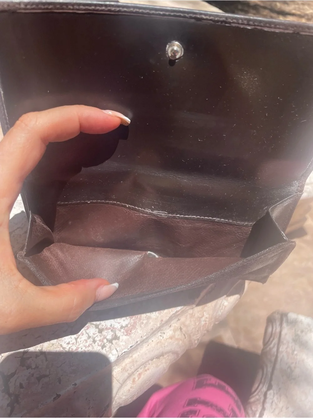 Gucci Dark Brown Leather Card  Holder with Embossed Interlocking GG
